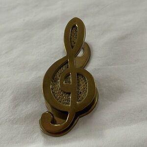 Vintage brass art, brass treble clef, gift for music, lover, brass clip, music